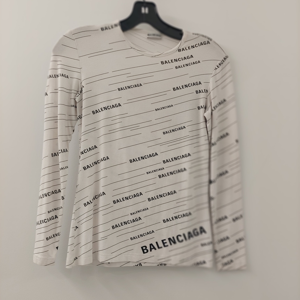 Balenciaga Women's Cream Long Sleeve Top